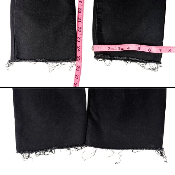 Old Navy Women's 2 Reg Black Mid Rise Flare Distressed Hem Stretch Jeans - Picture 7 of 8
